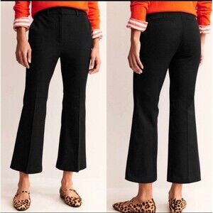 Boden 6R Chelsea Bi-Stretch Trousers Pant Flare Crop Black Career Preppy Work